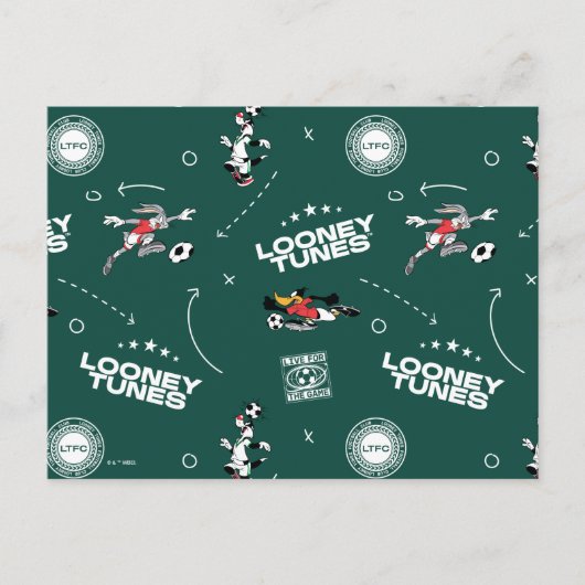 LOONEY TUNES™ Soccer Playbook Pattern ポストカード (正面)