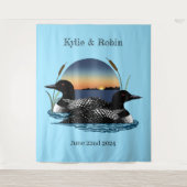 Loons Sunset Bleu タペストリー (正面)