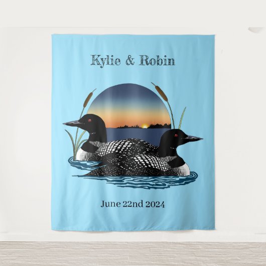 Loons Sunset Bleu タペストリー (正面)