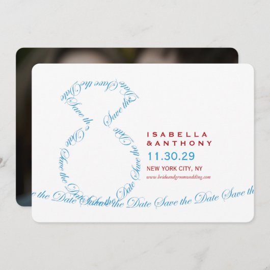 Loop Diamondリングや輪クラシック写真Save The Date Card セーブザデート (正面/裏面)