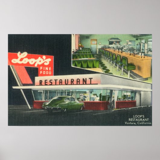 Loop's RestaurantVentura、カリフォルニア州の外観 ポスター (正面)