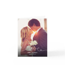 Loopy Love Lineハート結婚の写真サンキューカード