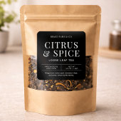 Loose Leaf Tea Simple Minimalist Black Pouch Label スクエアシール