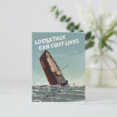 Loose Talk Cost Lives第2次世界大戦ポスター ポストカード (スタンド正面)