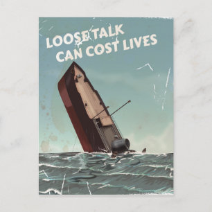 Loose Talk Cost Lives第2次世界大戦ポスター ポストカード