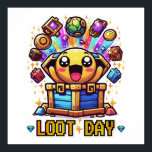 Loot Day Gaming Treasure Chest Graphic ポスター<br><div class="desc">Bring the excitement of your favorite video games into the real world with the "Loot Day" collection by AmazingEG. This design is specifically crafted for gamers who value the thrill of discovery. Featuring an iconic treasure chest scene packed with gold, rare gems, and a hero who just hit the jackpot,...</div>