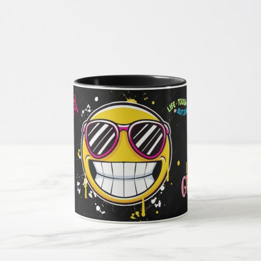 loove yourself Funny Smiley Face Cool Design マグカップ (中央)