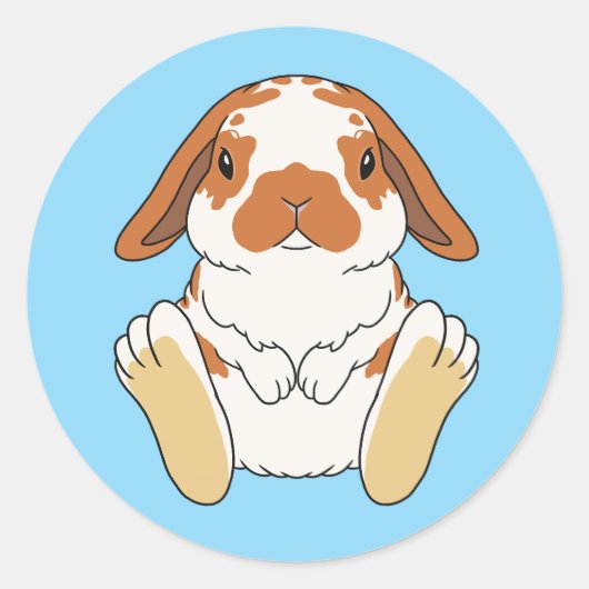 Lop Bunny Sticker Broken Orange ラウンドシール (正面)