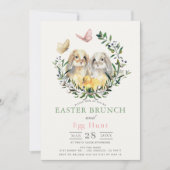 Lop Rabbit Bunny Chick Butterfly Easter Brunch 招待状 (正面)