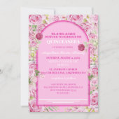 loral Rose Pink Quinceanera Invitation 招待状 (正面)