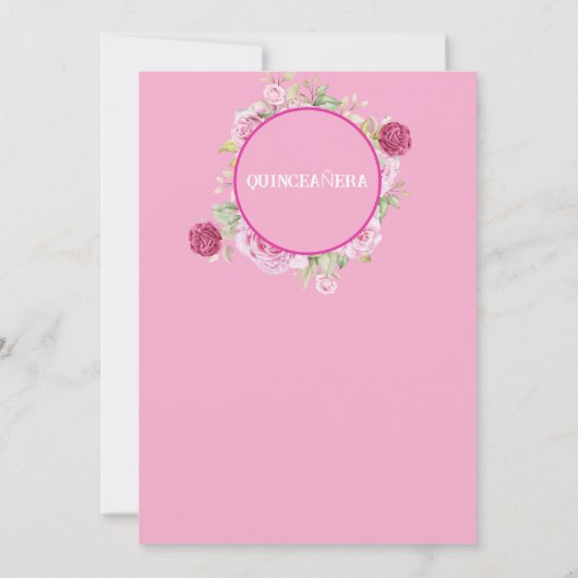 loral Rose Pink Quinceanera Invitation 招待状 (裏面)