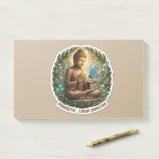 Lord Buddha with Butterfly Zen Sticker - Peaceful  ポストイット (デスク)