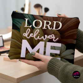 Lord Deliver Me Christian Floral Faith Quote アクセサリーポーチ