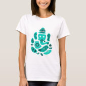 Lord Ganesh Elephant Women's Basic T-Shirt, White Tシャツ (正面)