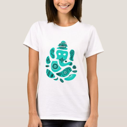 Lord Ganesh Elephant Women's Basic T-Shirt, White Tシャツ (正面)