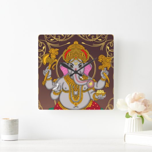 Lord Ganesha Clock スクエア壁時計 (ホーム)