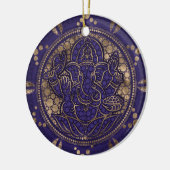 Lord Ganesha Dot Art Purples and金ゴールド セラミックオーナメント (左)