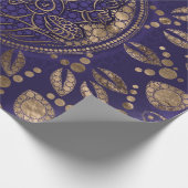 Lord Ganesha Dot Art Purples and金ゴールド ラッピングペーパー (角)