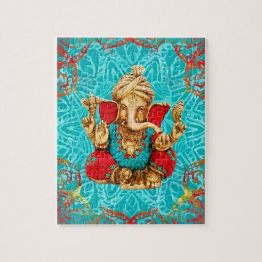 Lord Ganesha - Mixed Media ジグソーパズル (縦)