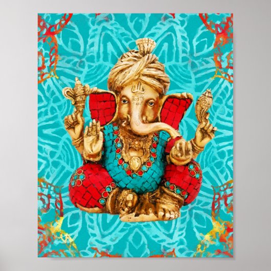 Lord Ganesha - Mixed Media ポスター (正面)