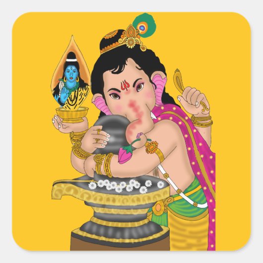 Lord Ganesha Sticker スクエアシール (正面)