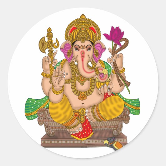 Lord Ganesha Sticker ラウンドシール (正面)