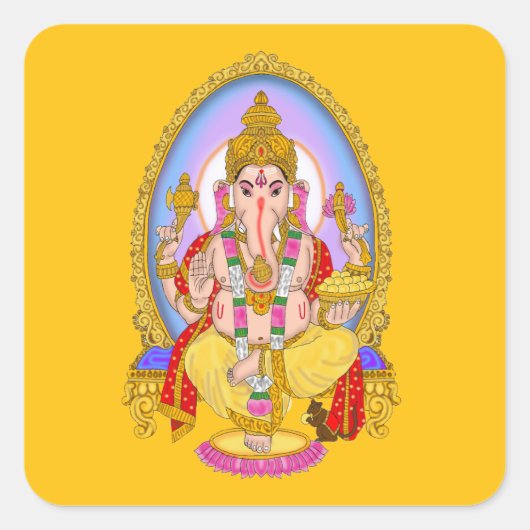 Lord Ganesha Stickers スクエアシール (正面)