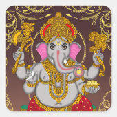 Lord Ganesha Stickers スクエアシール (正面)