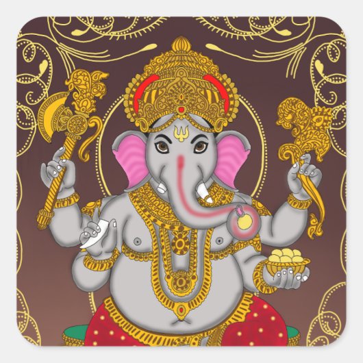 Lord Ganesha Stickers スクエアシール (正面)