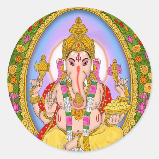 Lord Ganesha Stickers ラウンドシール (正面)