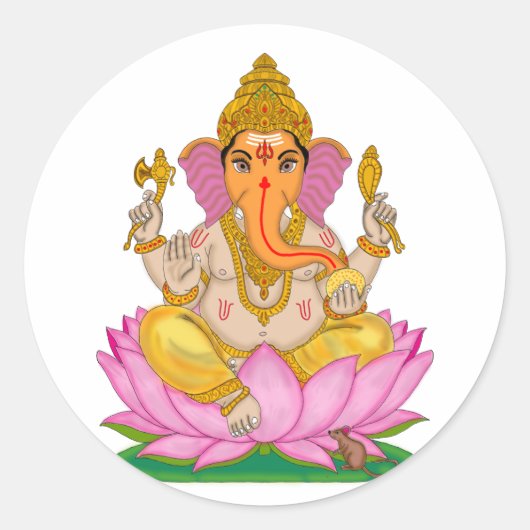 Lord Ganesha Stickers ラウンドシール (正面)