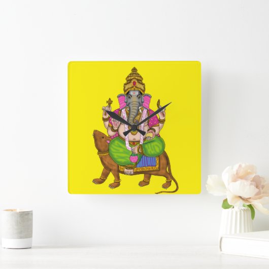 Lord Ganesha Wall Clock スクエア壁時計 (ホーム)