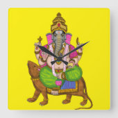 Lord Ganesha Wall Clock スクエア壁時計 (正面)
