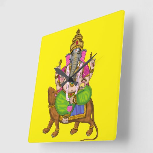 Lord Ganesha Wall Clock スクエア壁時計 (傾斜)