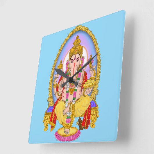 Lord Ganesha Wall Clock スクエア壁時計 (傾斜)