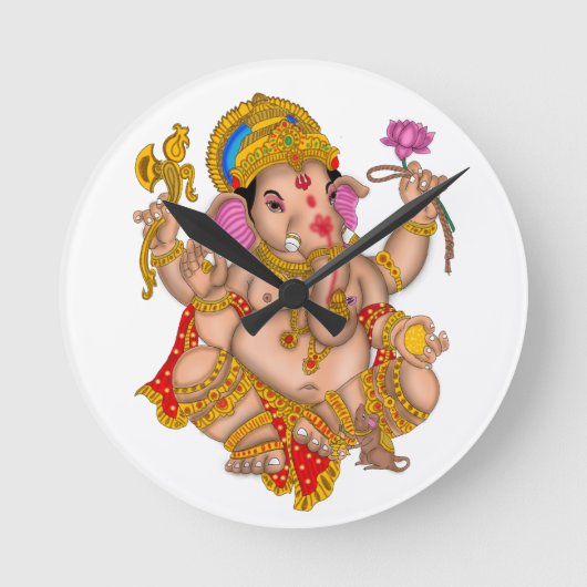 Lord Ganesha Wall Clock ラウンド壁時計 (正面)