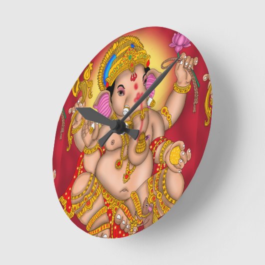Lord Ganesha Wall Clock ラウンド壁時計 (傾斜)
