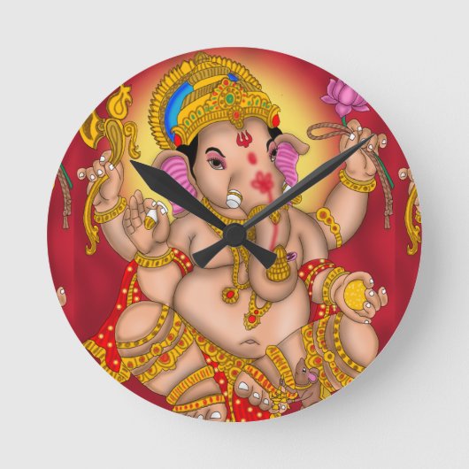 Lord Ganesha Wall Clock ラウンド壁時計 (正面)