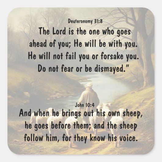 Lord Good Shephere Go Before You Bible Scripture スクエアシール (正面)