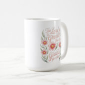 Lord Greater Than Giants You Face Floral Christian コーヒーマグカップ (正面右)