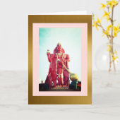 Lord Hanuman, 5" x 7"折り畳みグリーティングカード カード (黄色い花)