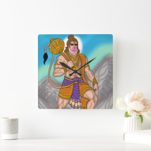 Lord Hanuman Clock スクエア壁時計 (ホーム)
