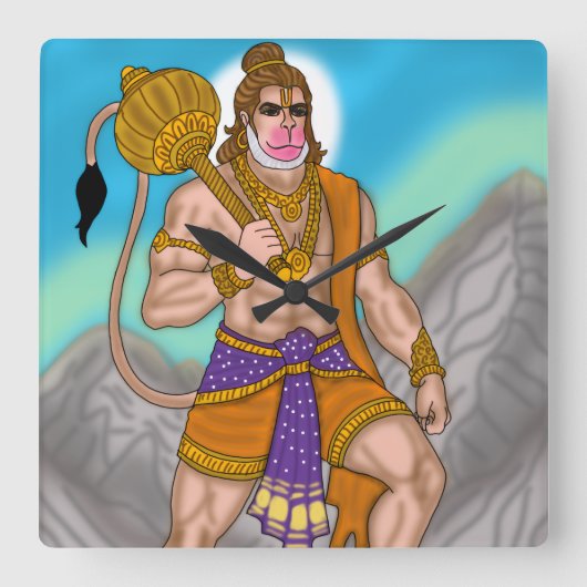 Lord Hanuman Clock スクエア壁時計 (正面)