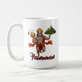 Lord Hanuman Flying Lifting Mountain コーヒーマグカップ