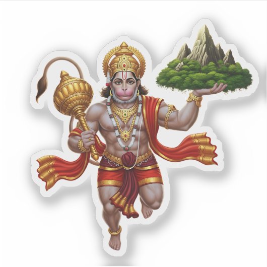 Lord Hanuman Flying Lifting Mountain シール (正面)