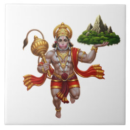 Lord Hanuman Flying Lifting Mountain タイル