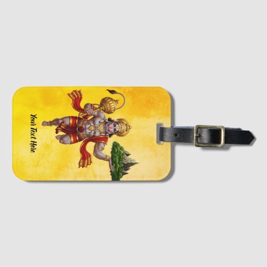 Lord Hanuman Flying Lifting Mountain ラゲッジタグ (正面横)