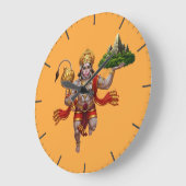 Lord Hanuman Flying Lifting Mountain ラージ壁時計 (傾斜)
