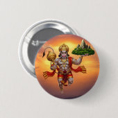 Lord Hanuman Flying Lifting Mountain 缶バッジ (正面&裏面)