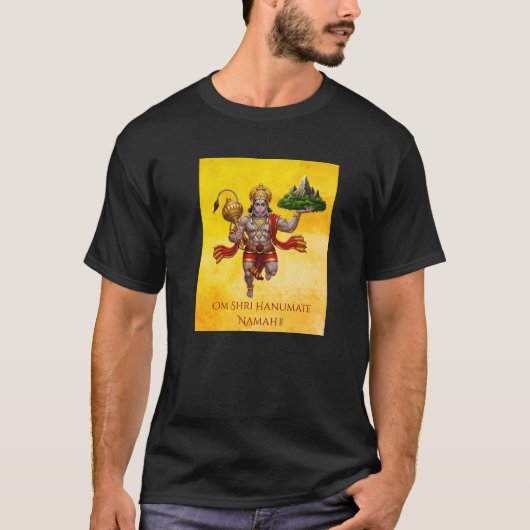 Lord Hanuman Flying Lifting Mountain Tシャツ (正面)